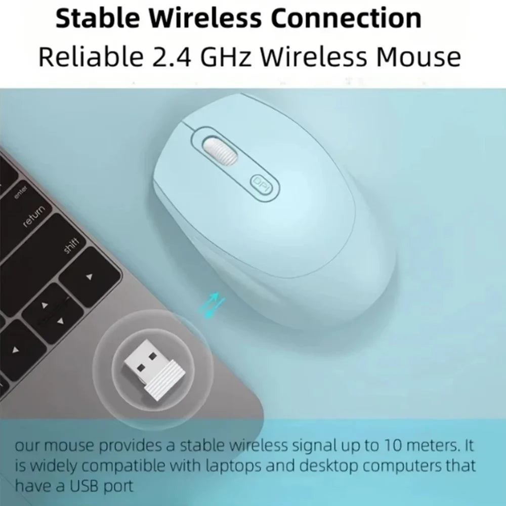 Wireless Mouse 2.4G Bluetooth-Compatible Wireless Computer Mouse USB Silent Game Mice For PC Laptop Macbook Tablet Female Office