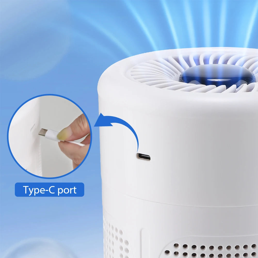 Mini Desktop Air Purifier HEPA Filter Negative Ion Technology Quiet Air Cleaner Portable Air Purifier for Home Bedroom Office