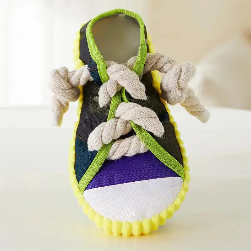 Dog Toys Shoes Pet Cotton Rope Slippers Sound Making Toys Teeth Cleaning Built-in BB Airbag Round Ball Bell Various