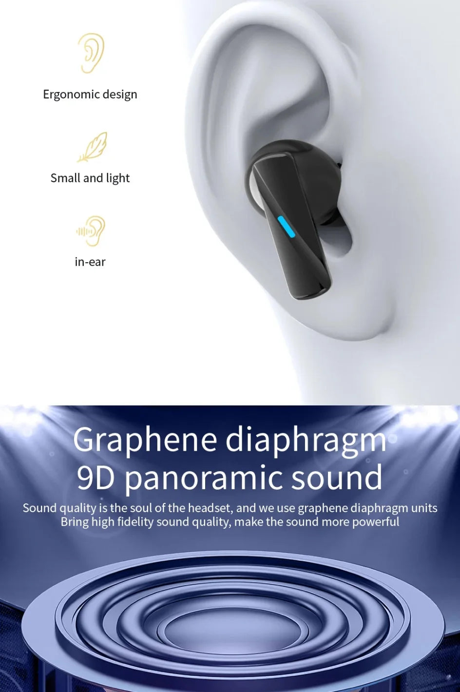Earbuds True Wireless Earphone Noise Cancelling Update Bluetooth 5.3 Headset HD Music Headphone In-Ear Handsfree With Mic