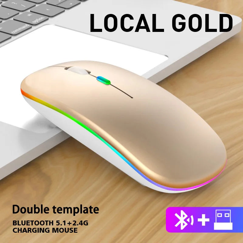 Wireless Mouse Bluetooth 2.4GHz Dual Modes Rechargeable RGB Ergonomic Silent Mouse Optical Mice For PC Computer Laptops Notebook