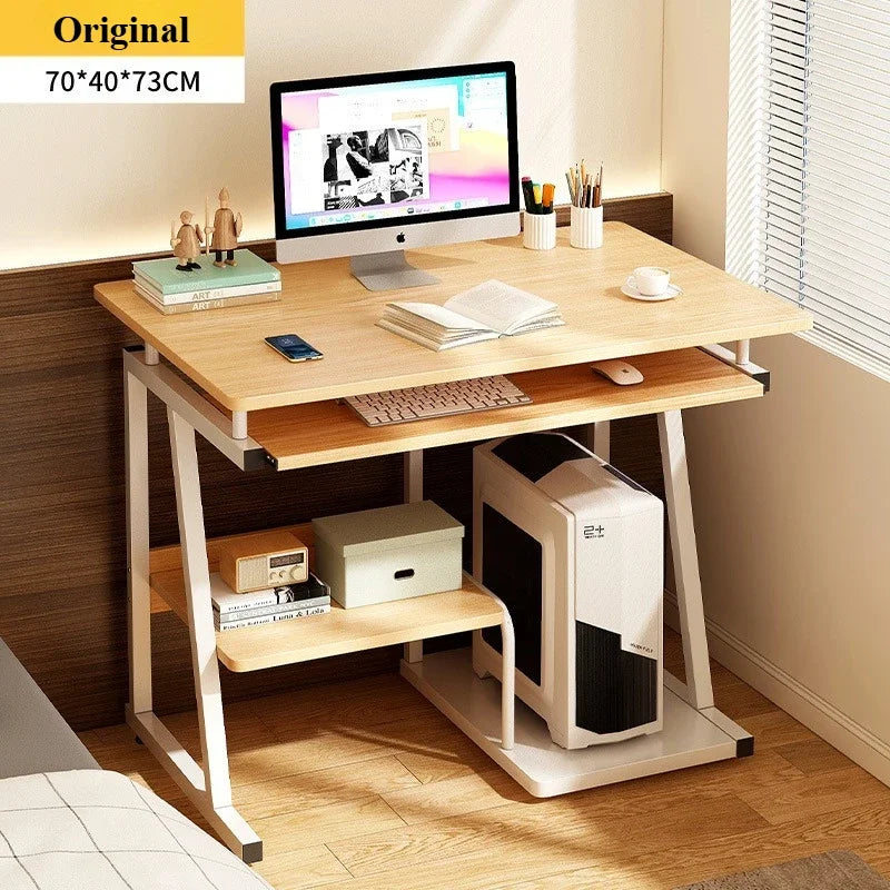 Small Computer Desk for Small Spaces Writing Table with Stand Keyboard Tray Monitor Storage for Home Office, Laptop Desk