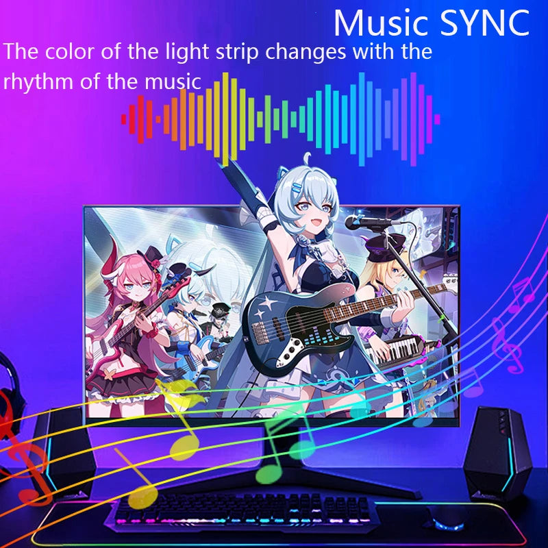 USB Smart Gaming LED Strip Lights Computer Monitor Screen Sync Light Strip RGBIC LED Backlight For Gaming Room Atmosphere Decor