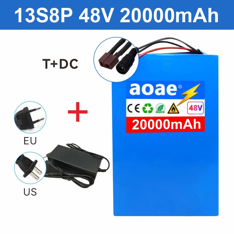 48V Battery Electric Scooter 13S8P 20Ah 18650 Grade-A Cells Battery Pack 2000W Built-in 50A BMS Long Range Safe & Durable
