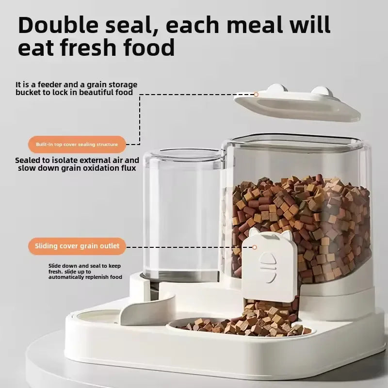 FF-6 Automatic Dog Cat Feeder and Water Dispenser Gravity Food Feeder and Waterer Set with Pet Food Bowl Universal Pet Products