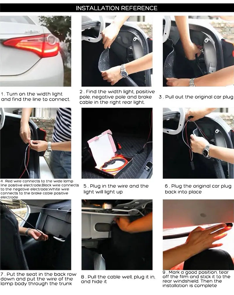 Car LED Brake LED Strip LightWaterproof Tailgate Strip Warning Strobe Emergency Flashing Driving Brake Turn Signal Lamp