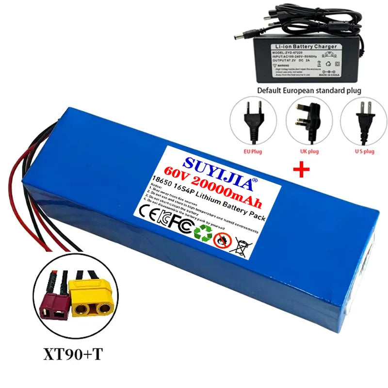 Air fast transportation 60V New Full Capacity Power 18650 Lithium Battery 20ah Lithium Battery Pack 16S4P Suitable for 250-2000W
