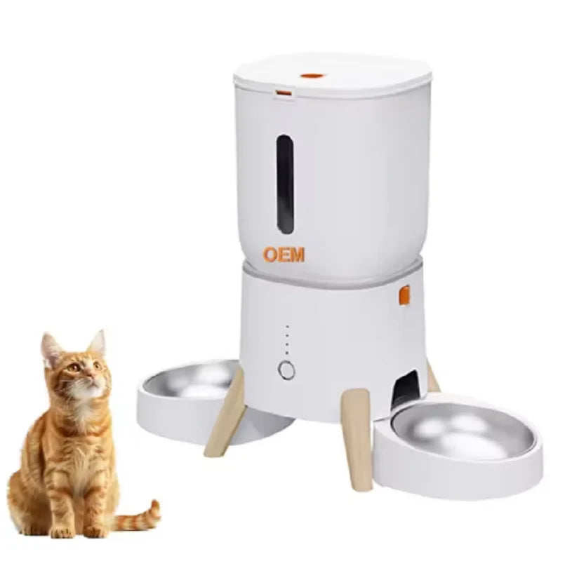 5L Pet Intelligent Feeder WiFi Automatic Cat Feeders for 2 Cats Cat Food Dispenser with APP Control Double Stainless Steel Bowls