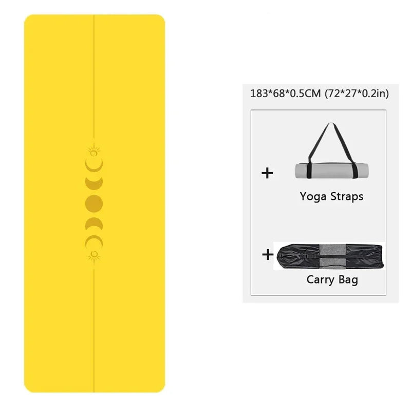 183cm Natural Rubber PU Yoga Mat Thickened, Widened, Shock-absorbing Non-slip, Sweat-absorbent, Sun-moon Fitness Meditation Mat