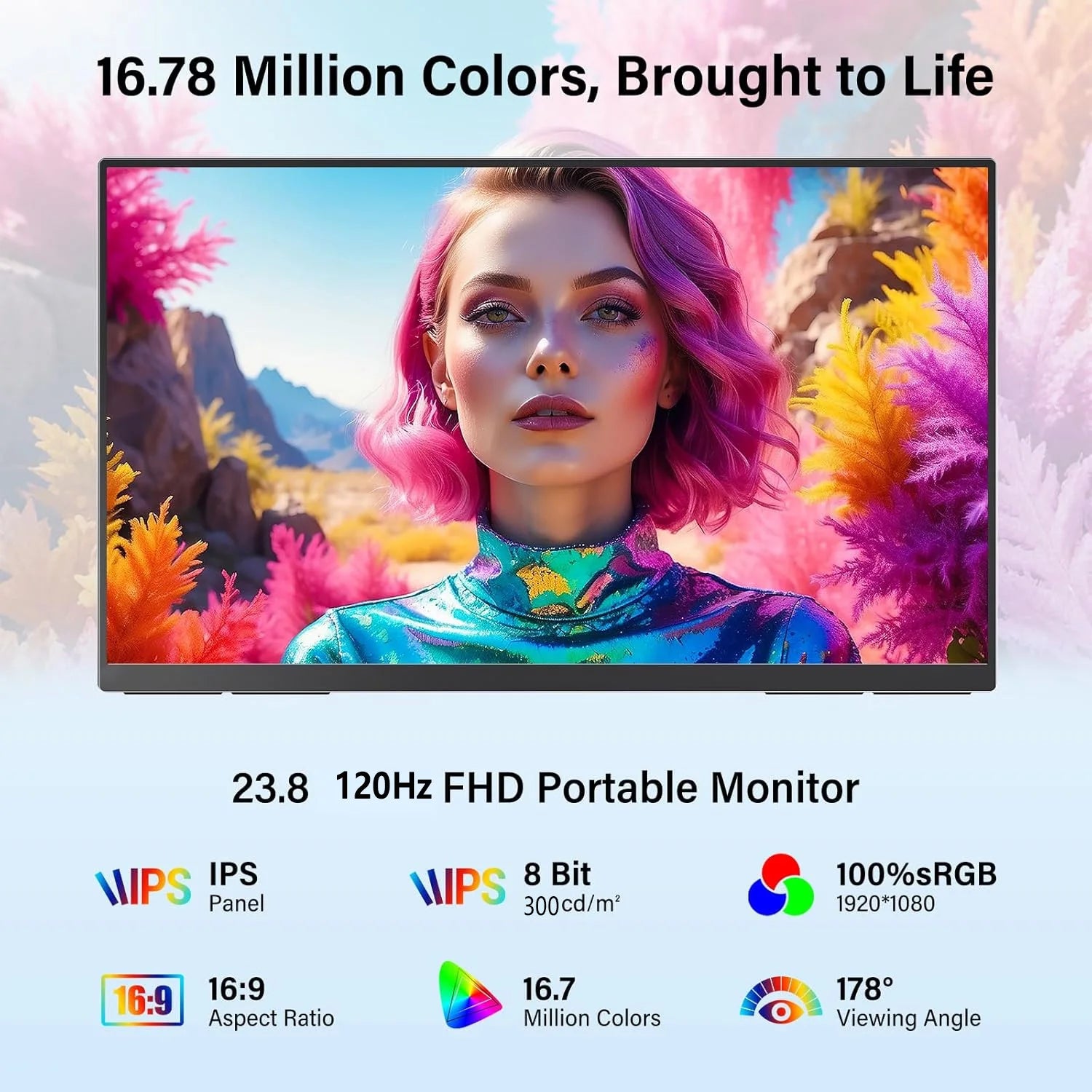 23.8-Inch Portable Monitor Touch Display FHD IPS 120Hz Travel Game Display With Built-in Stand Speaker Laptop Screen