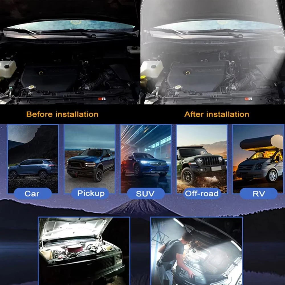 Car Side LED Light,17.8''-39.4'' Exterior Aluminum PCB Waterproof Work light strip, Night camping light strip, Indoor deco 2pcs