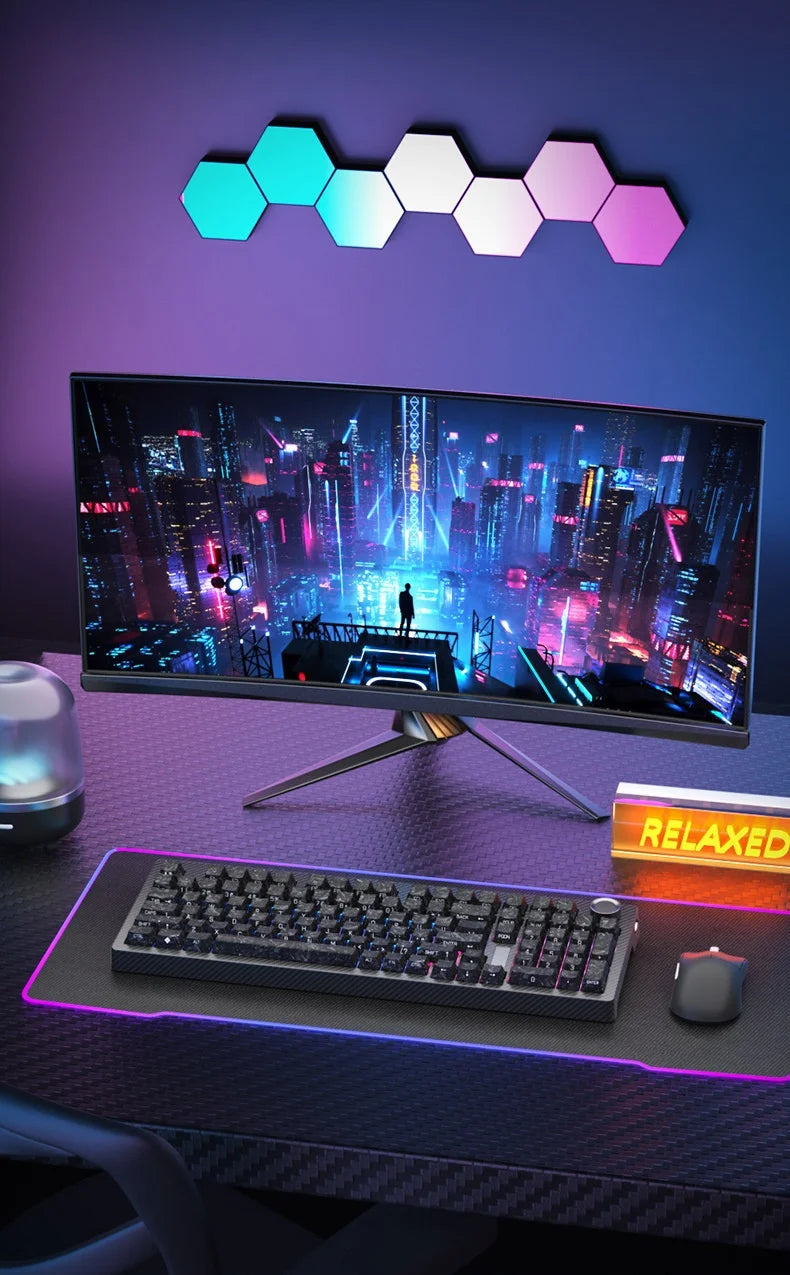 SKN Qinglong Mechanical Keyboard Gaming Custom Wireless Tri Mode Dual 8K Composite Carbon Fiber RGB Backlit Suspension Office