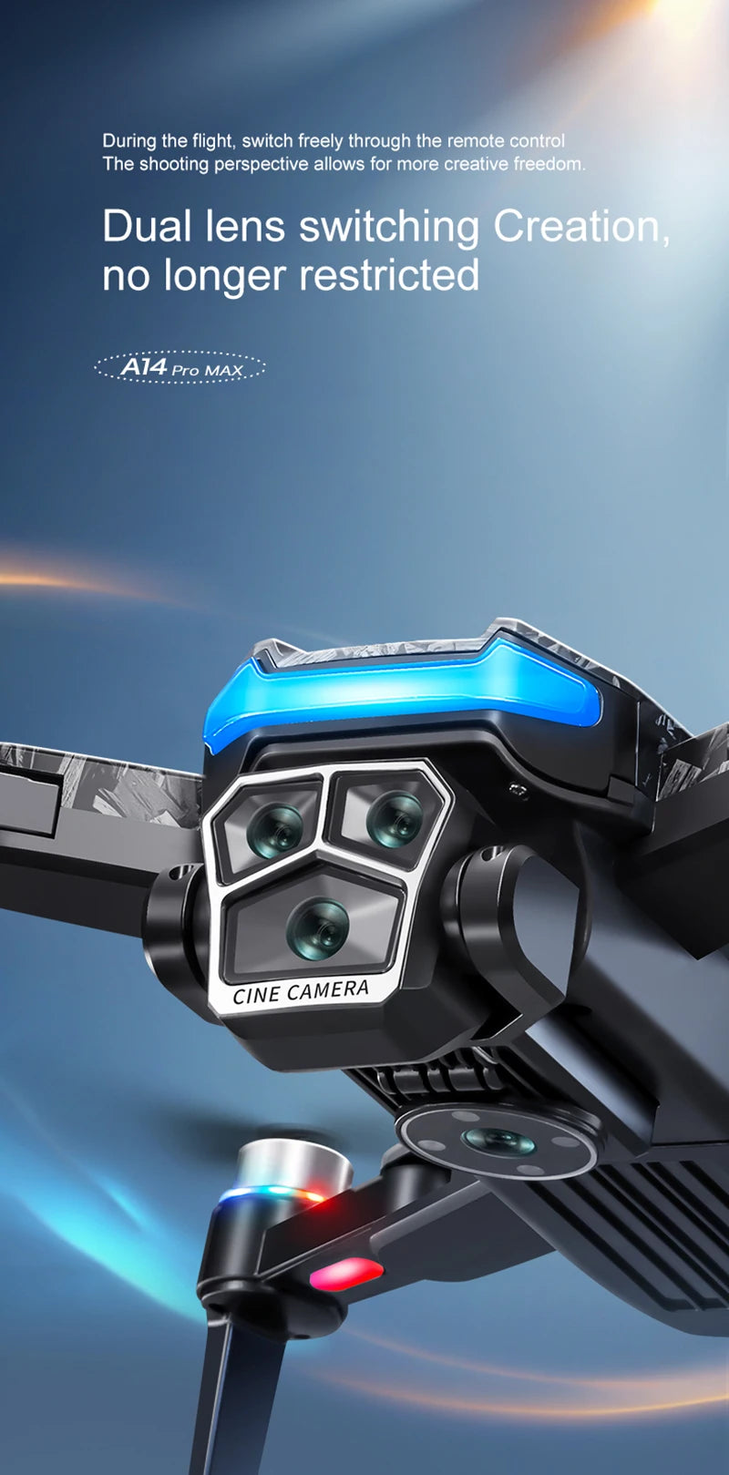 New A14ProMax 8K Drone 4.3Inch Screen Control GPS Brushless Motor Dual Camera Optical Flow Obstacle Avoidance Foldable RC UAV