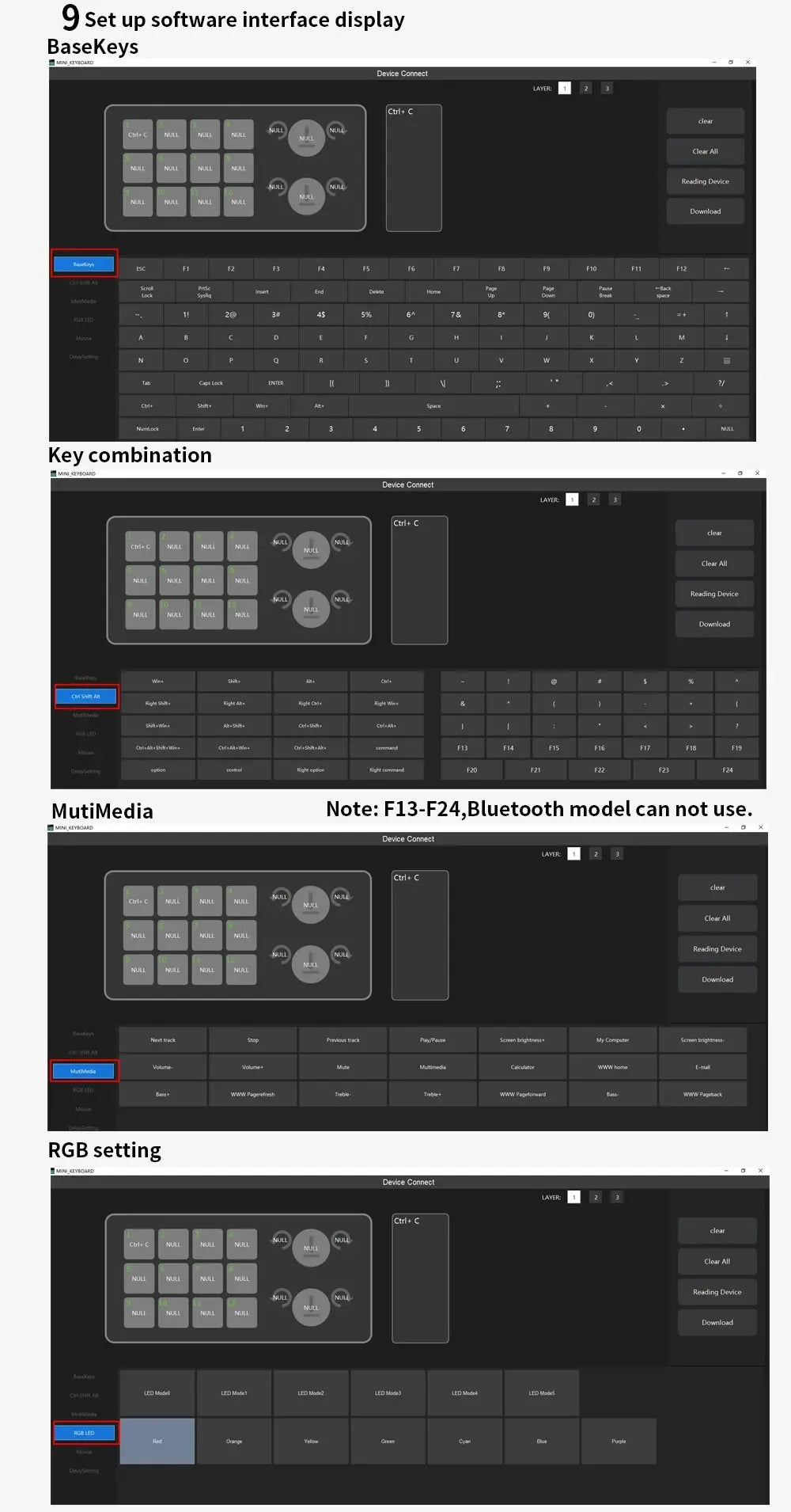 12 Keys 2 Knob Custom Mechanical Keyboard 3 Modes Bluetooth 2.4G Macro Programming Keyboard Hot-swapping Keypad for Gaming PS