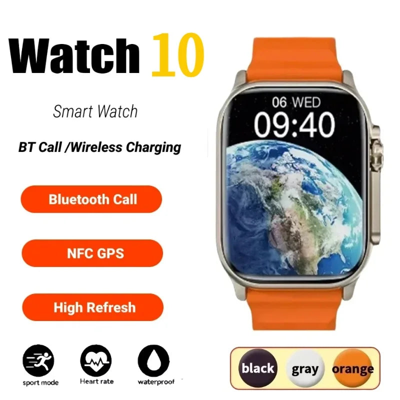 Watch 10 Smart Watch AMOLED Screen NFC Compass Fitness Clock Health Monitor Waterproof Wireless Call Watches for Men Women