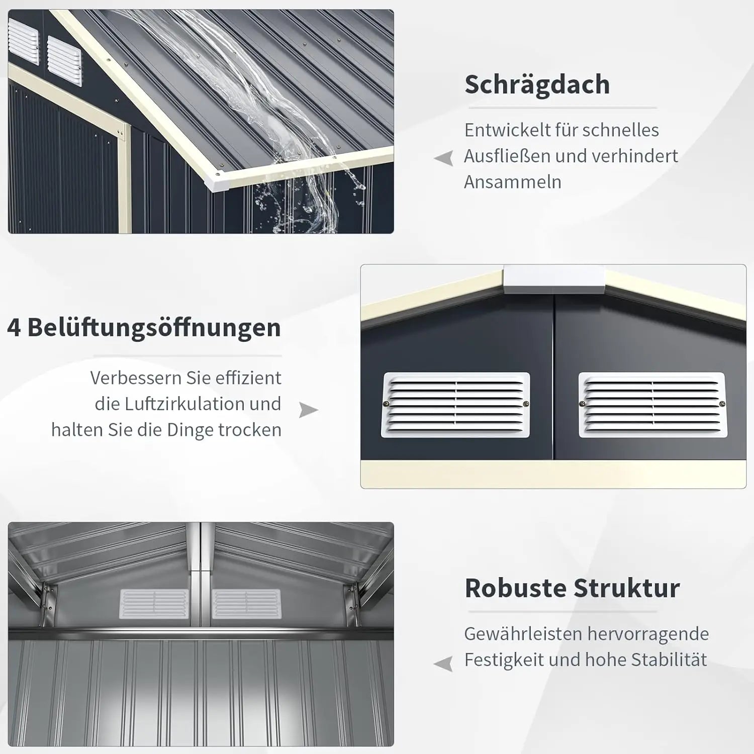 Metal Tool Shed 340 x 255 x 210 cm, Lockable Tool Shed with 4 Vents & Sliding Door, Garden Shed for Lawn Mower Bikes