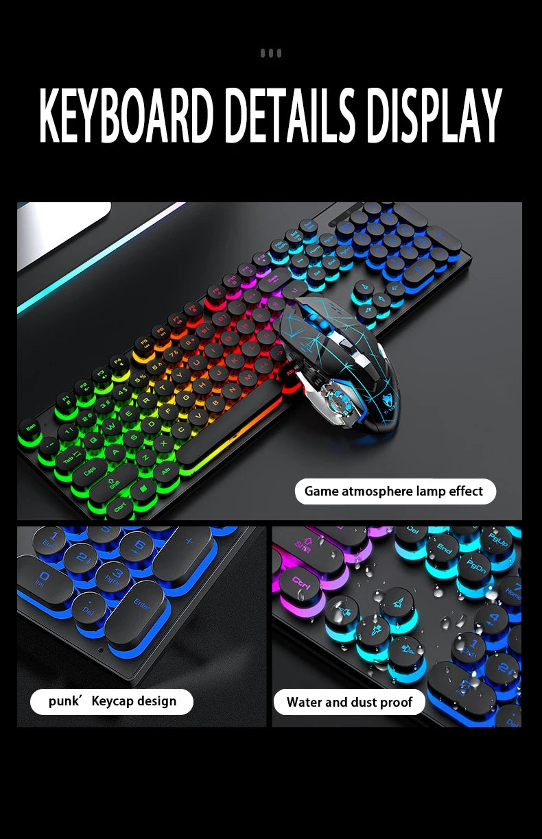 Mechanical hand feel electronic sports game business office wireless USB light keyboard set