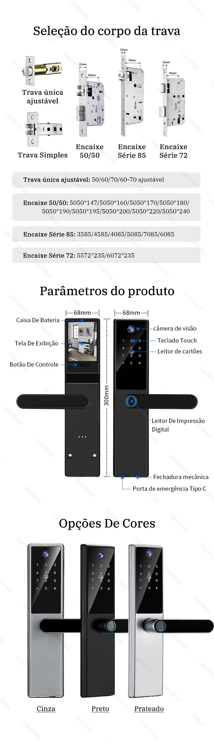 Brazil Tuya Smart Door Lock Portuguese Voice Digital Electronic Lock WIFI APP Fingerprint Password RFID Unlock For Home