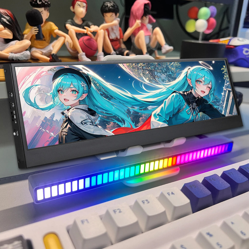 Wisecoco 14 Inch Widescreen Stretched Bar Monitor 3840x1100 4K IPS LCD Monitor Aida64 Raspberry Pi Win10 11 PC Secondary Monitor