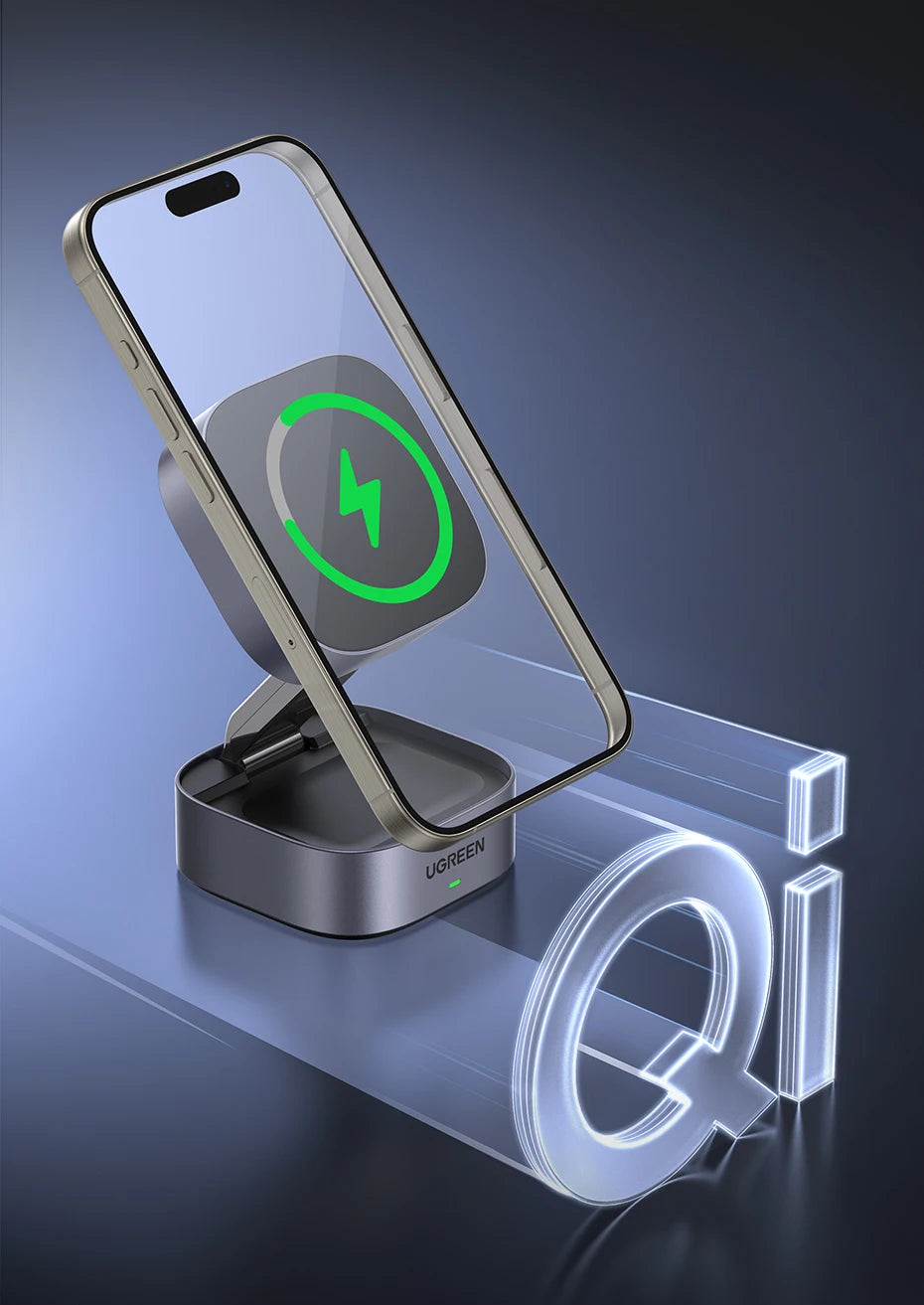 UGREEN 25W Magnetic Wireless Charger Stand 2-in-1 Charging Stand For iPhone 16 15 Pro Max/AirPods For Magsafe Fast Charger