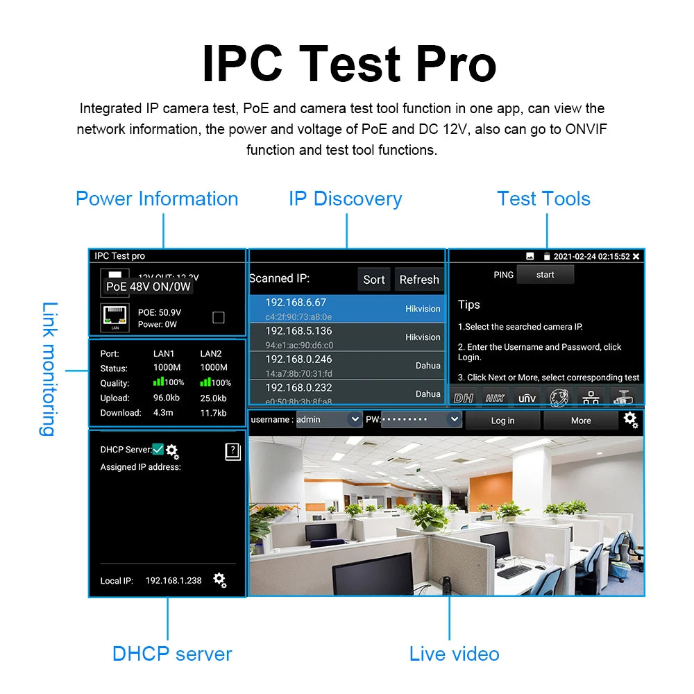 8K CCTV Tester IPC-9800CLMOVTADHS 8MP HD AHD TVI CVI SDI IP Tester 7-inch Touch Screen Monitor 8K Video Display Tester Monitor