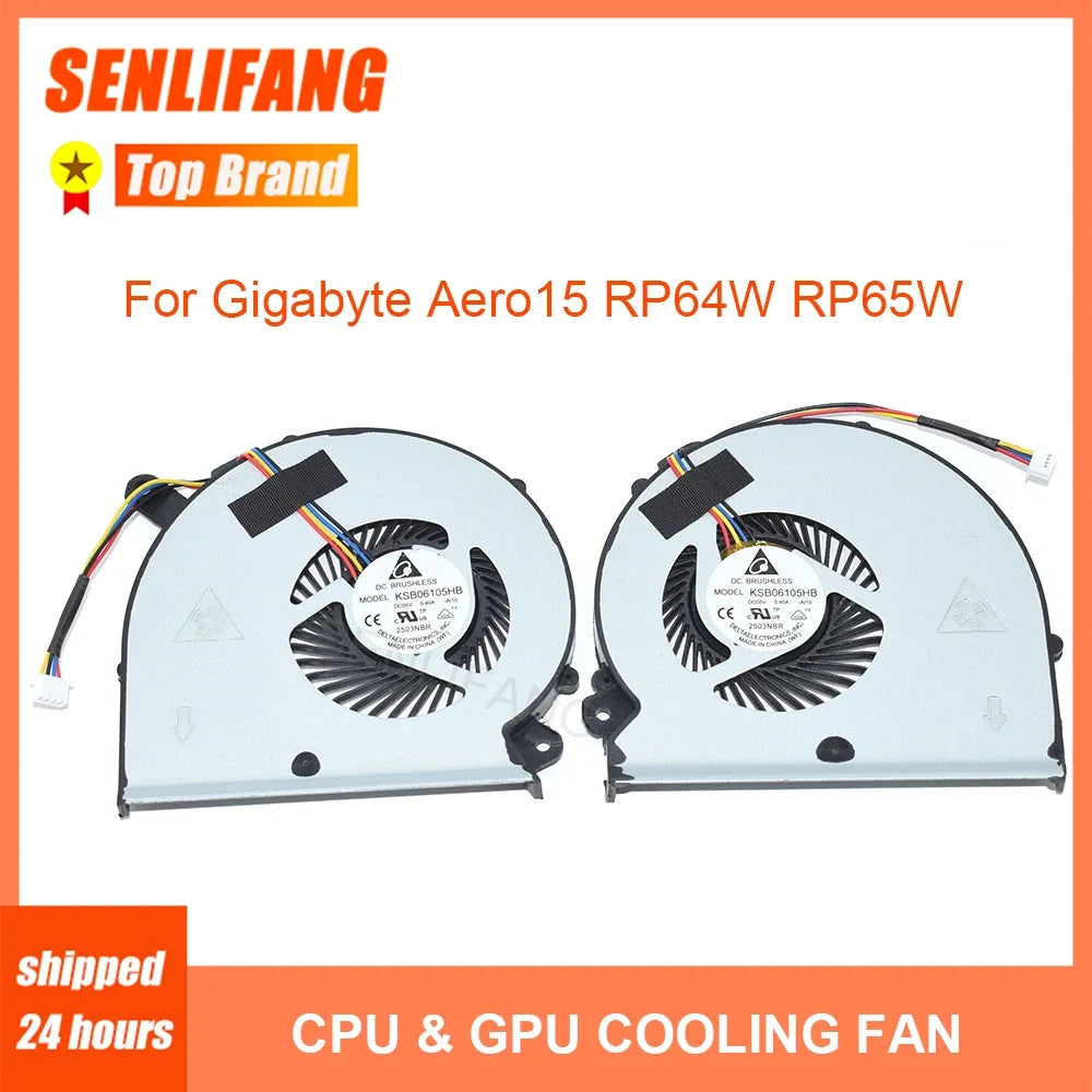 5V KSB06105HB BS5005HS-U2M BS5005HS-U2N Laptop CPU GPU Cooling Fan For Gigabyte Aero14 Aero15 V8 X9 Y9 RP64 P64 RP64W RP65 RP65W