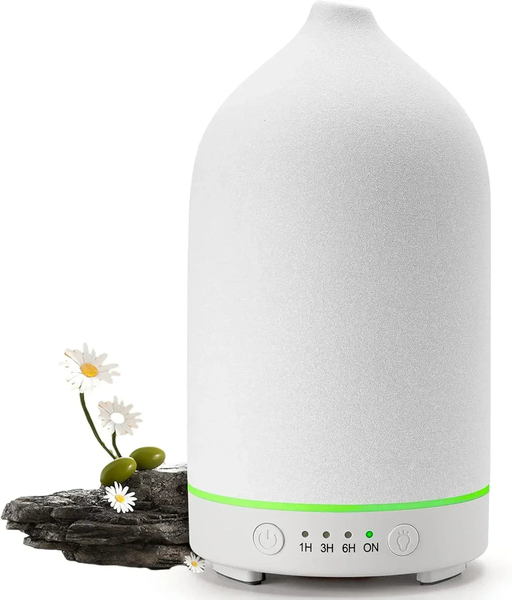 Essential Oil Diffuser 100ml Ceramic Ultrasonic Aroma  Diffuser Humidifier Timer Setting 7 LED Colors Changing Lights For Home
