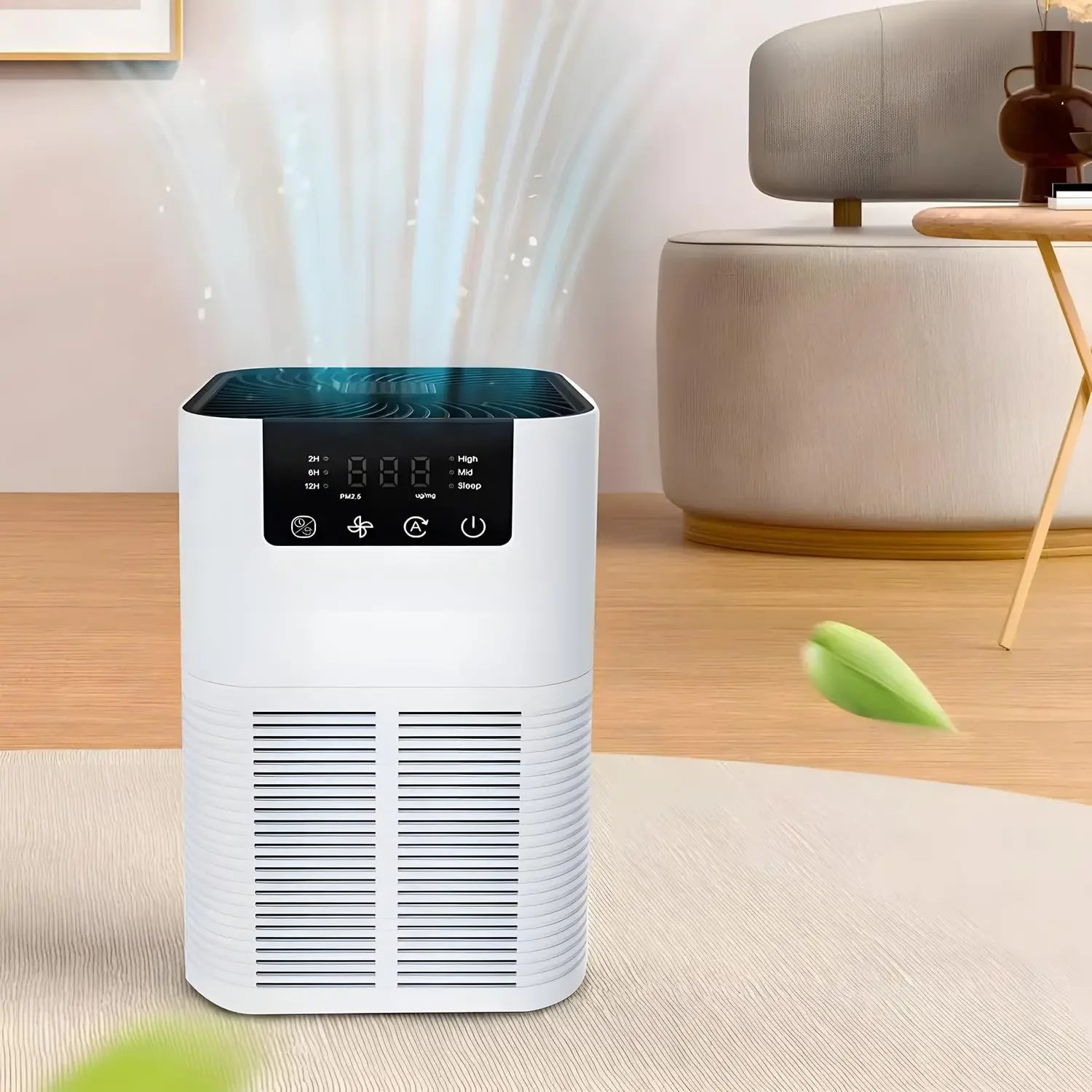 Home Air Purifier for Bedroom, Removes Smoke, Pollen, Dandruff, Hair Odor, with Sleep Mode Speed Control, Can Add Aromatherapy