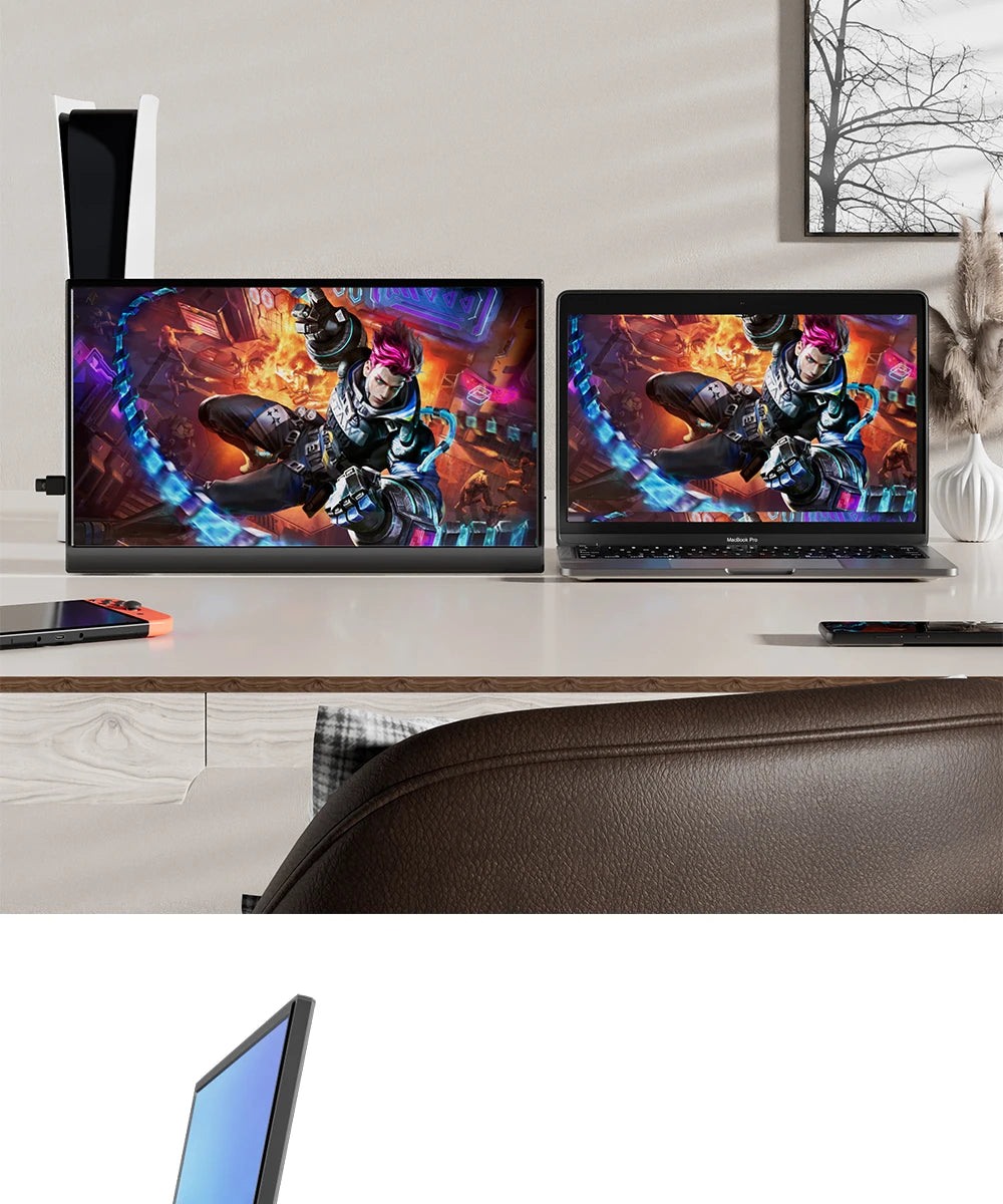 MUCAl 15.6 inch Portable Monitor FHD 1920*1080 Travel Gaming 15.6" Display Screen for Laptop Phone Switch ps4 ps5 XboX MacBook
