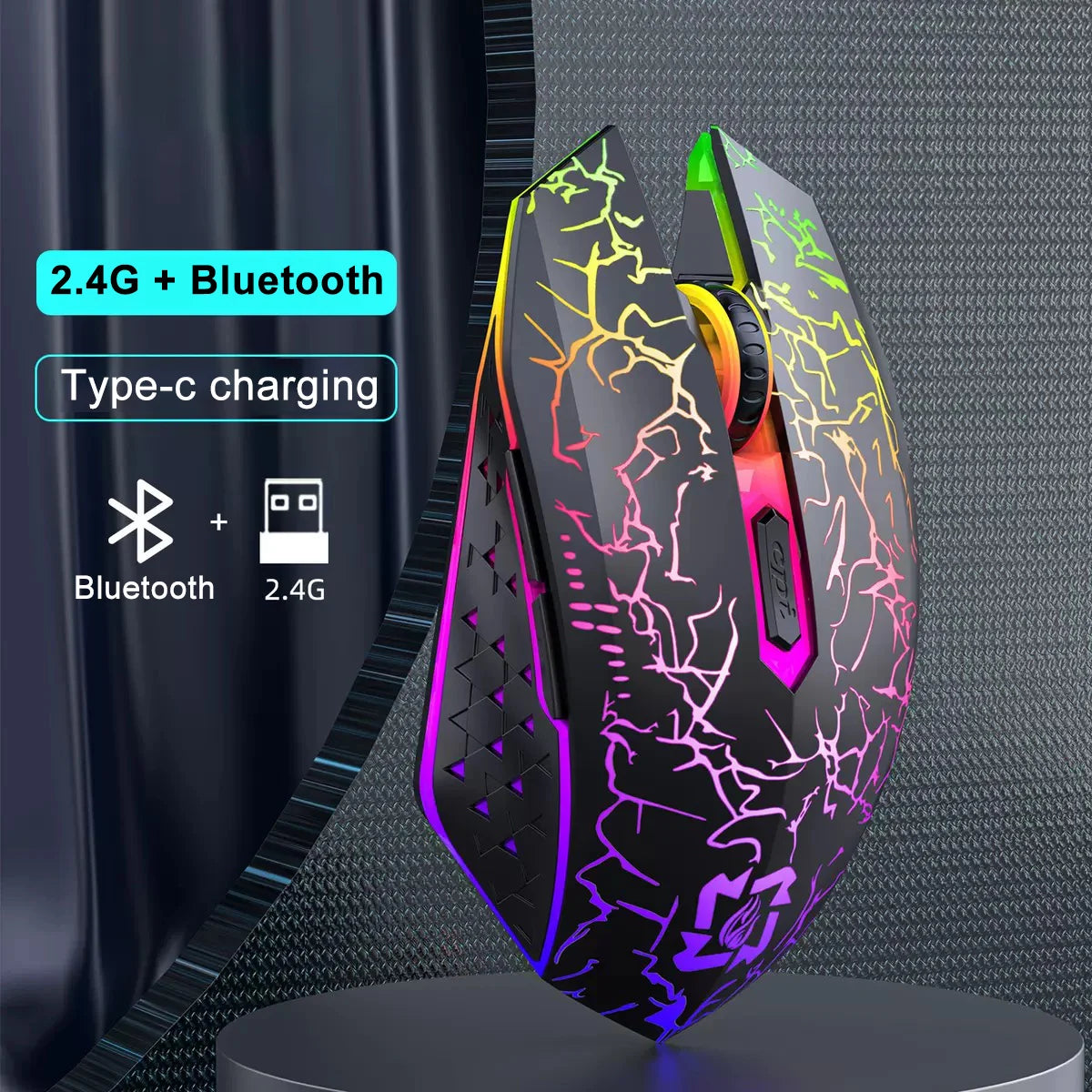 2.4G Bluetooth Wireless Mouse Gaming Mouse Silent Mouse Rechargeable Mouse 800-1200-1600 DPI Mouse Mice for PC Laptop Macbook