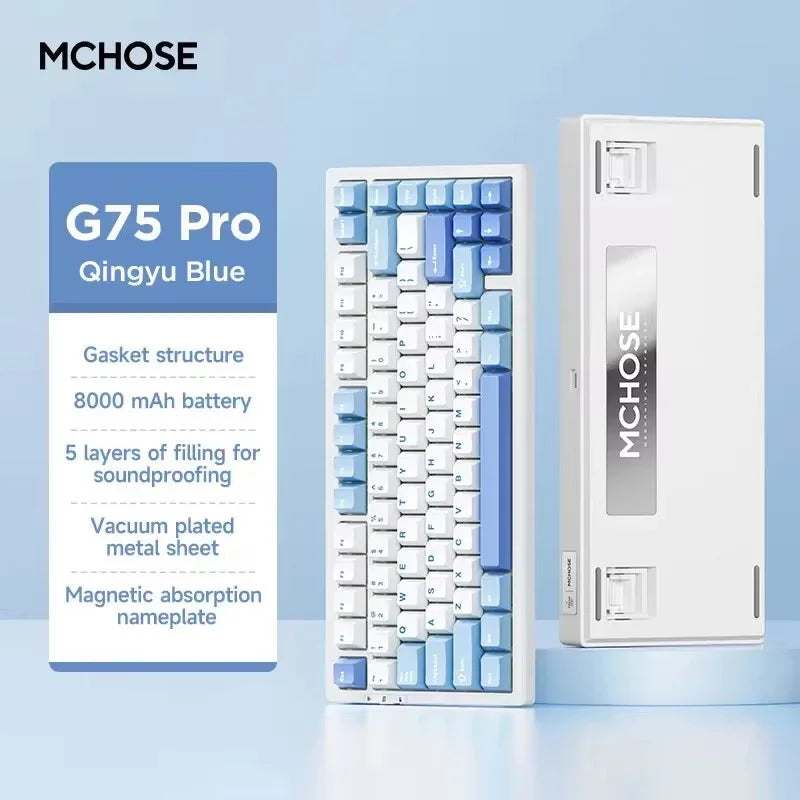 G75 Pro Mechanical Keyboard Customized Tri-mode Wireless RGB Hot Swap 8000mAh PBT Gasket Bluetooth E-sports For PC Gaming