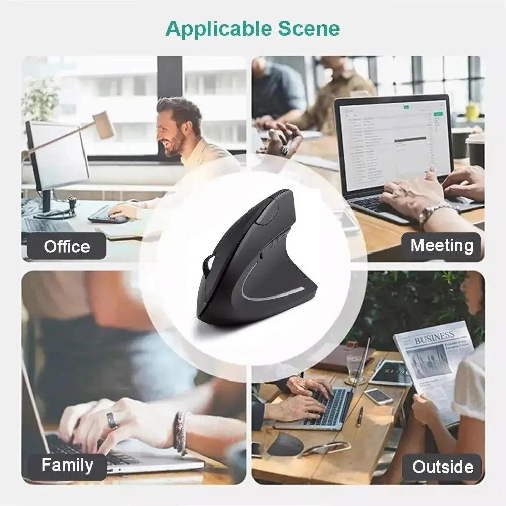 Wireless Mouse Vertical USB 2.4GHz Ergonomic 800/1200/1600 DPI 6 Mute Buttons For MacBook Tablet Laptops PC Computer Accessories