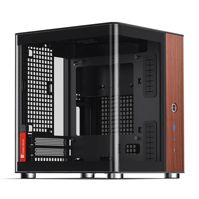 Jonsbo TK-0 ITX Sea View Room Case Separated Cabinet Dual-Curved Glass Aluminum Solid Walnut Wood Compact Desktop Chassis