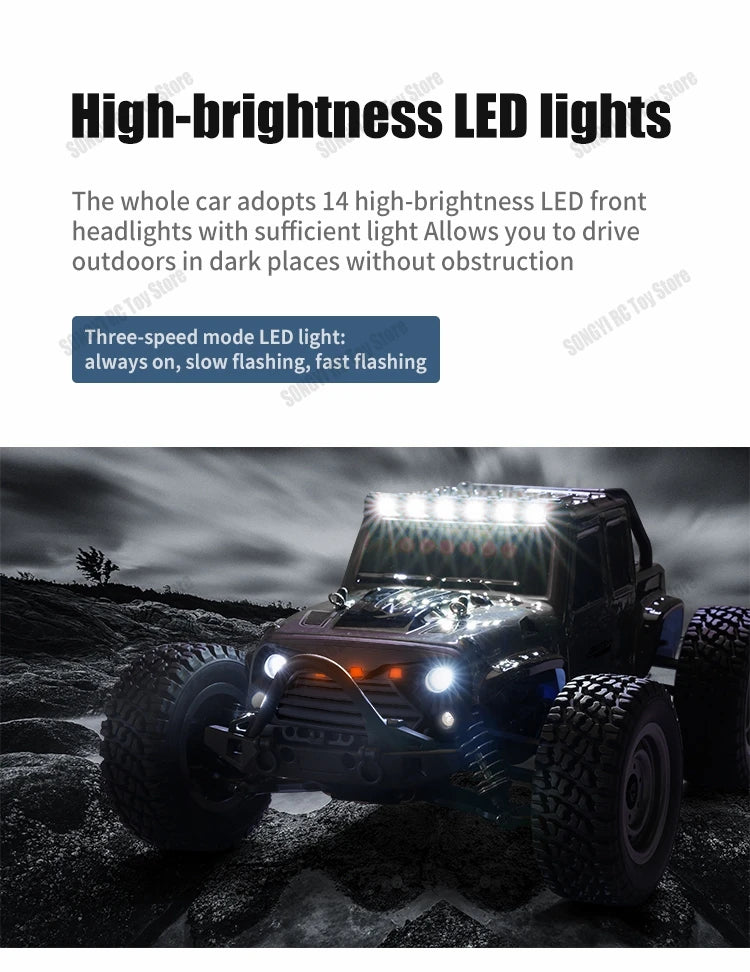 1:16 80km/h Brushless RC Drift Car With LED Lights 4WD Electric High Speed Racing Remote Control Monster Truck for Kids Adults