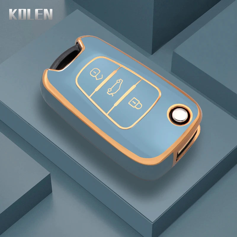 Fashion TPU Car Folding Key Case Cover Fob For Hyundai I20 I30 Elantra Azera Veracruz Veloster Kia Rio K7 K5 Sportage Sorento