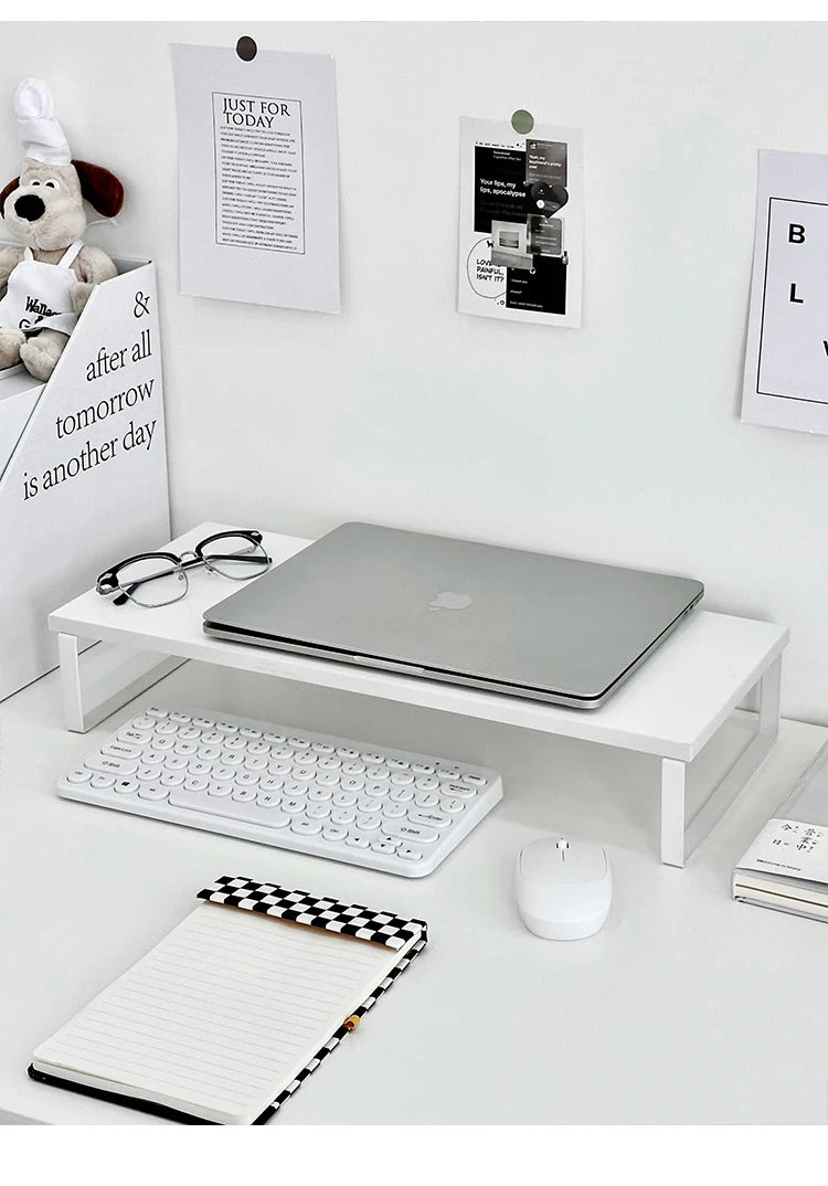 Desktop Cuter Monitor Riser Stand Office Desk Organizer Bookelf Storage Solution Simple Design Wood Material Tabletop Pl...