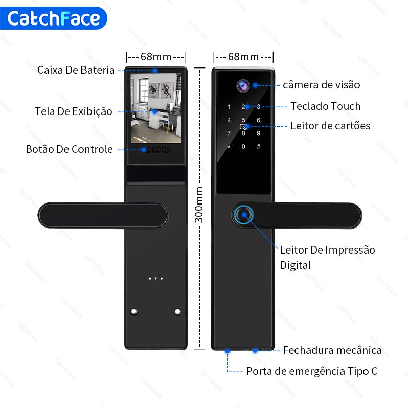 Brazil Tuya Smart Door Lock Portuguese Voice Digital Electronic Lock WIFI APP Fingerprint Password RFID Unlock For Home
