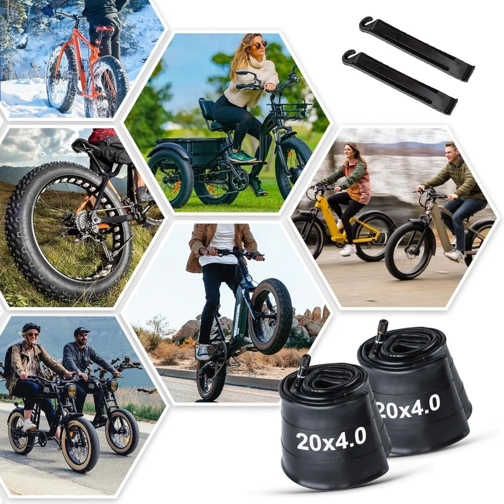 2 Pack Fat Bike Tire Inner Tube 20x4.0 Premium Butyl Rubber Electric Bicycle Tubes for Snowbike AV 32mm Schrader Valve