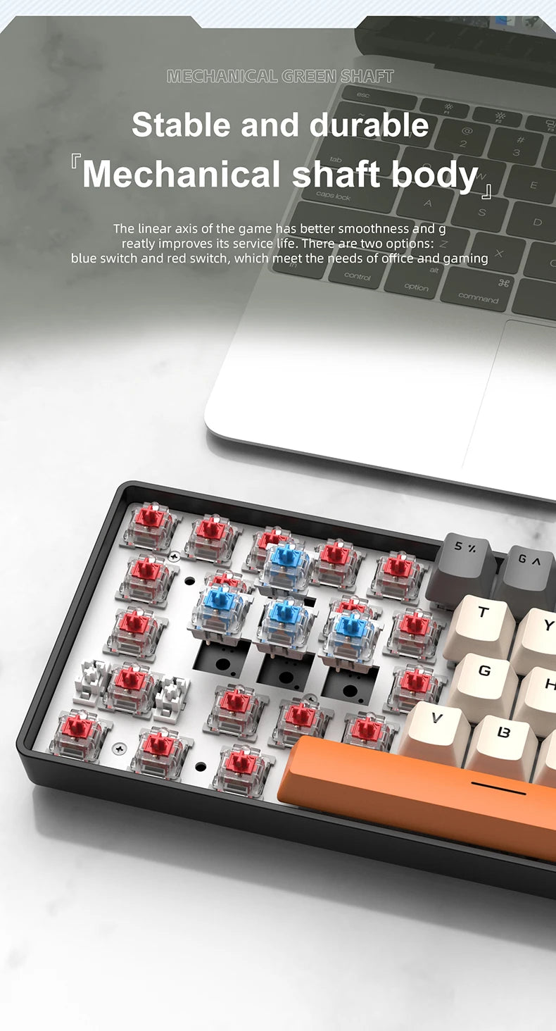 K61 Wired Mechanical Keyboard,61-key Design,1000Hz Return Rate,USB2.0 Full-speed Connection to Devices