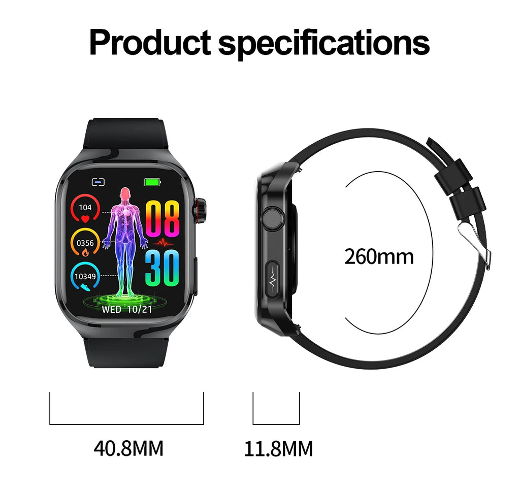 2026 New Smart Watch 2.04-inch AMOLED Screen Bluetooth Call IP68 Waterproof 650mA Sports Smartwatches Men Android Military-Grade