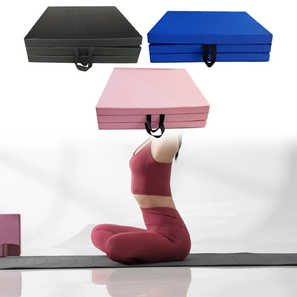 Folding Yoga Mat Tri Fold Folding Exercise Mat Thick Foldable Yoga Mat Non Slip Floor Pad for Women Men Home Gym