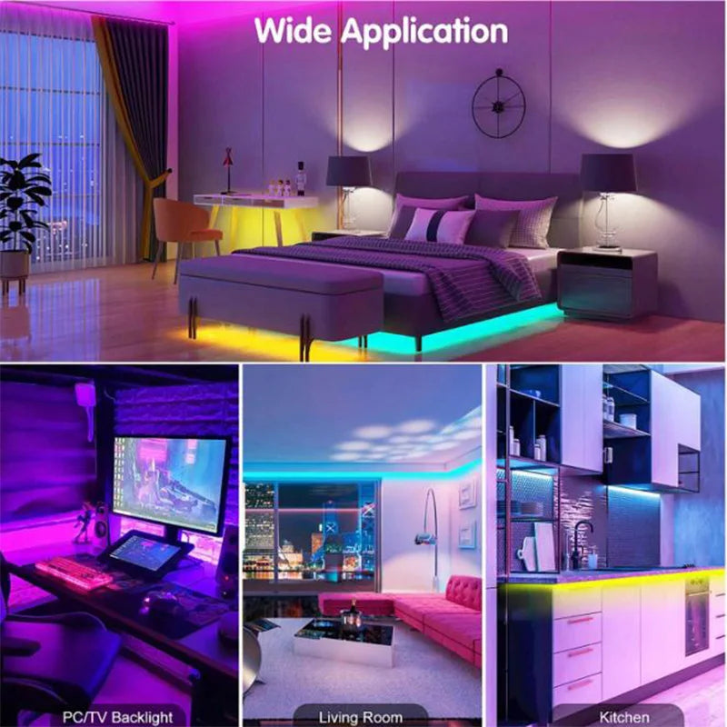 RGB Led Strip Lights 5m 10m 20m 30m Led Room Light with APP Control Flexible Ribbon Luces Led Tape for Room Bedroom Decoration