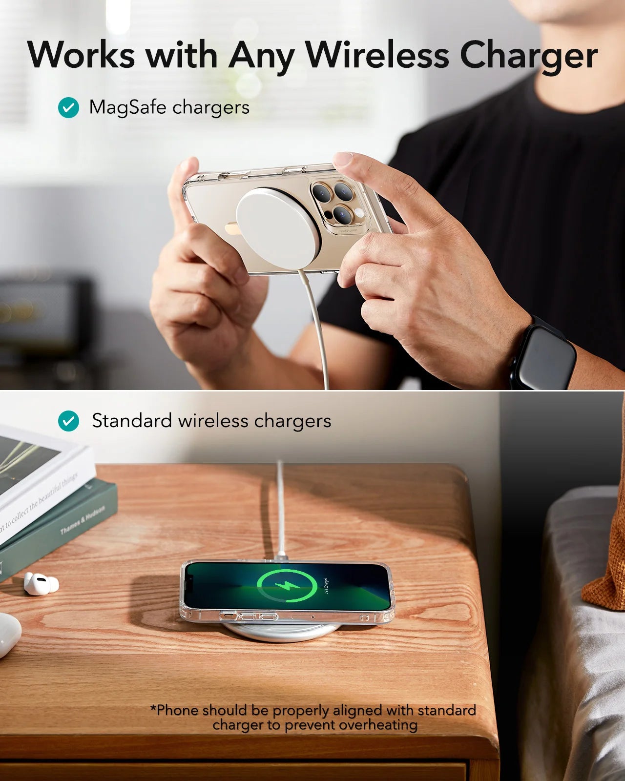 ESR for MagSafe Ring Magnet (HaloLock) Universal Magnetic Wireless Charger Kit for iPhone 16/15/14/13/12  Galaxy S23/S22/S21