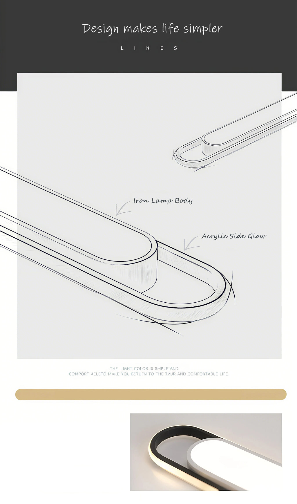 LED Ceiling Light 220V 41CM Rectangular Strip Light Modern Minimalist Home Decor Corridor Light for Stairwells Entrance Balcony