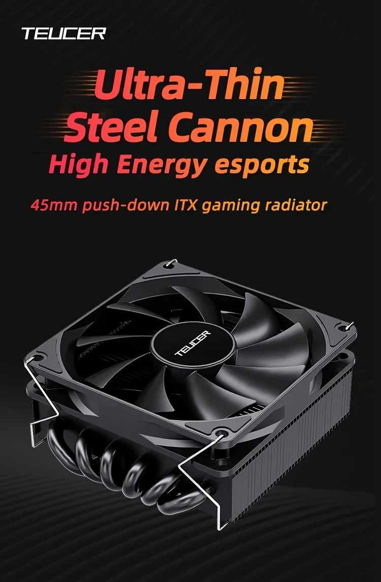 TEUCER 4.5cm Low Profile CPU Air Cooler High Performance 6 Heat Pipes for Intel LGA 1700 115X/AM4 AM5 ITX Gaming CPU Radiator