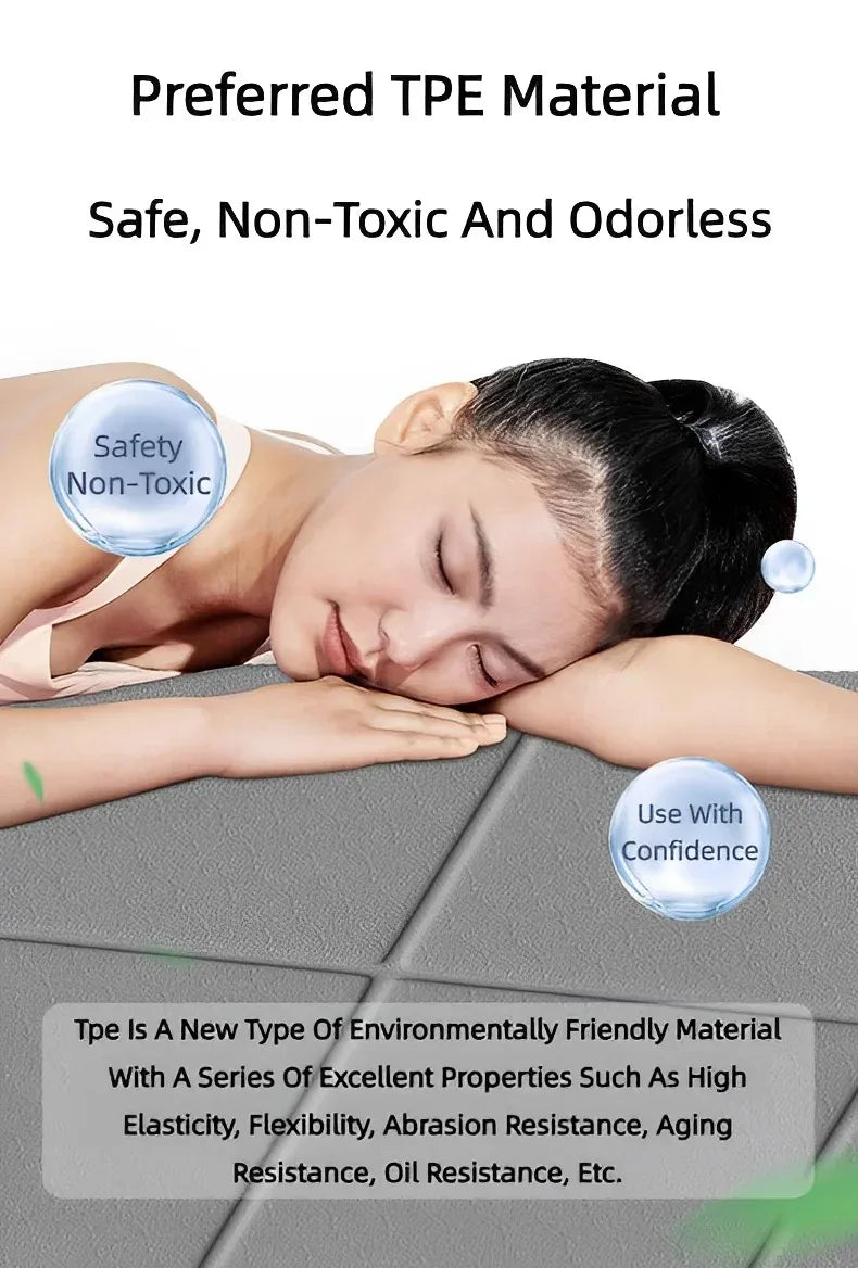 Ecological, Tpe, folding yoga mat, for travel, physical exercise, double-sided, anti-slip, Pilates and floor exercise