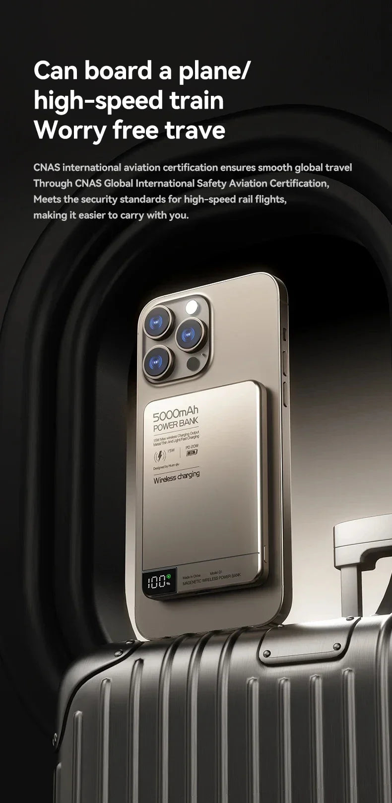 Ultra Wireless Magnetic Power Bank Travel Portable Fast Charging Capacity Digital External Battery For Magsafe IPhone CCC