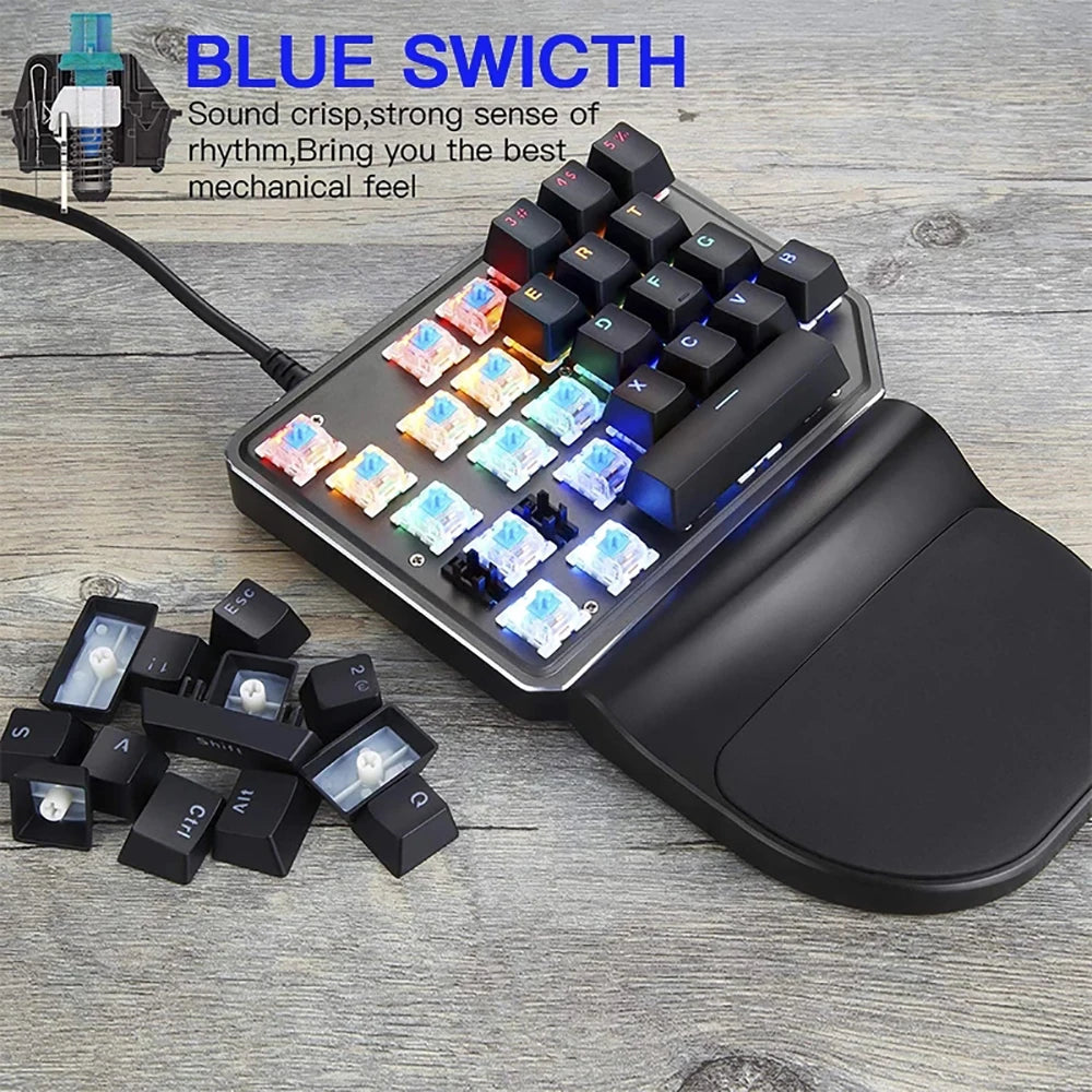 Motospeed K27 Gaming Mechanical Keyboard 27 Keys Wired LED Backlight Single Handed Numpad Computer Keypad Red Switch For Laptop