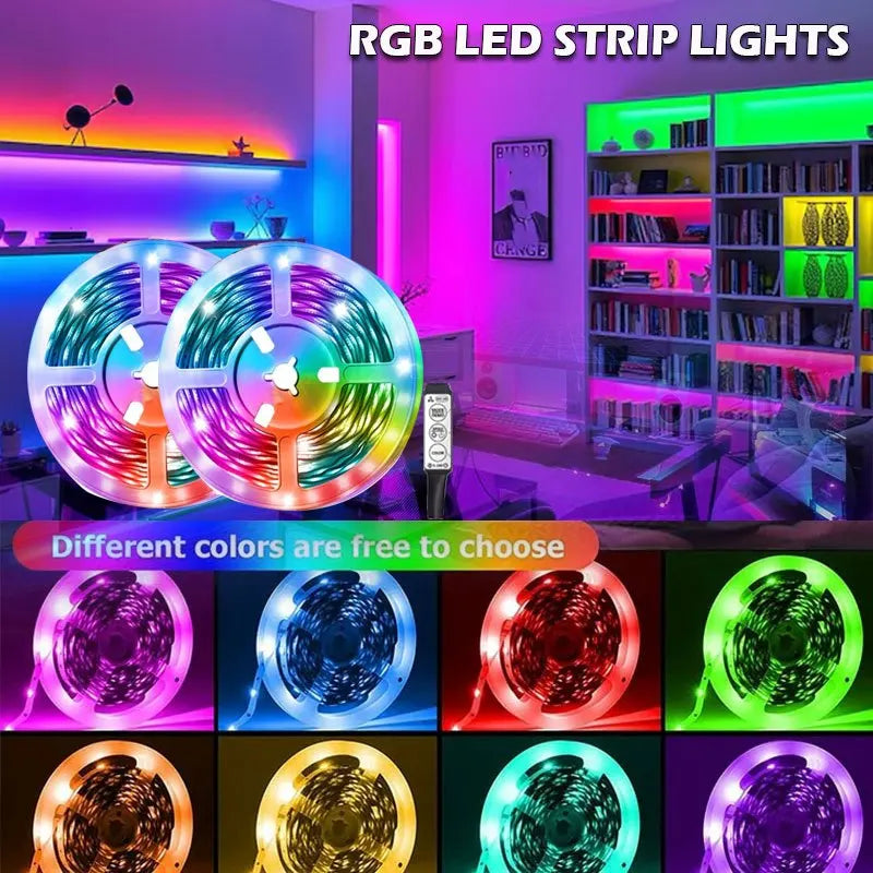 12LEDs/M LED Light Strip with Adhesive Adjustable Brightness RGB Color Changing Lights RGB Lighting USB 5V RGB LED Lights