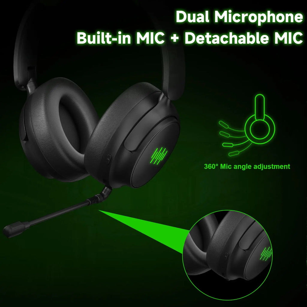 Wireless Gaming Headset for Xbox/PC/Switch Game/Chat Audio,Foldable,Detachable Mic,3D Surround Sound Plug & Play Game Headphone